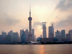 Shanghai Skyline Sunrise Stock Footage