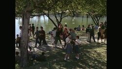 MS People resting in park at State Fair of Texas / United States Stock Footage