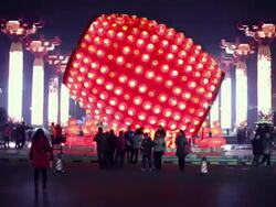 MS Lanterns decorations during chinese spring festival / xi'an, shaanxi, china Stock Footage