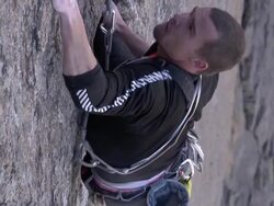MS SLO MO Shot of male climber climbing rock / Estes Park, Colorado, United States Stock Footage