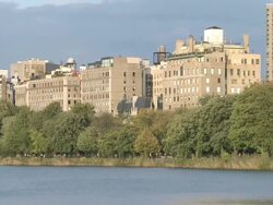 WS Shot of Jacqueline Onassis reservoir in Central Park / New York, New York, United States Stock Footage