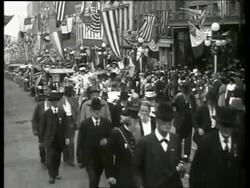 B/W Civil War veterans marching in parade / Vicksburg, Mississippi / NO SOUND Stock Footage