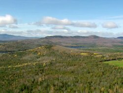 WS ARIEAL View of Flagstaff lake with landscape / Maine, United States Stock Footage