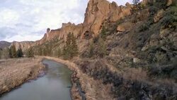 Aerial Oregon Smith Rock Stock Footage