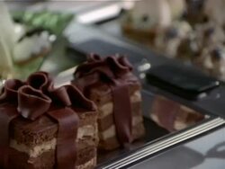 Different fresh desserts on table Stock Footage