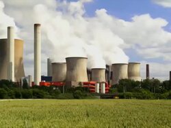 HD Coal Power Plant and Wheat Field TL Stock Footage