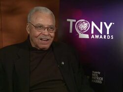 INTERVIEW: James Earl Jones on counseling the younger actors in 'Gore Vidal's The Best Man' at 2012 Tony Awards Meet The Nominees Press Reception  Stock Footage
