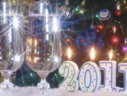 Christmas tree, candles and champagne Stock Footage