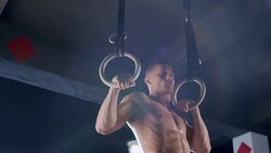 gym. Rings exercise Stock Footage