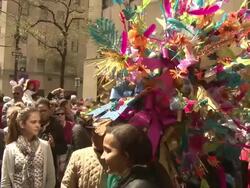 NYC's Annual Easter Bonnet Parade Stock Footage