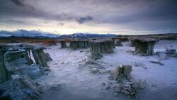 Tufa Formations on the shore of Mono Lake Stock Footage