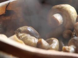 smoky gourme mushroom Stock Footage