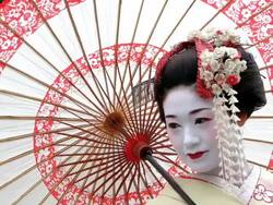 Beautiful Japanese Geisha girl posing for the cameras, Japan, Asia Stock Footage