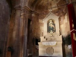 Noravank monastery, interior of Surb Karapet church Stock Footage