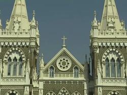 Tilt down mount mary church mumbai maharashtra Stock Footage