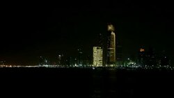 Abu Dhabi skyline at night Stock Footage