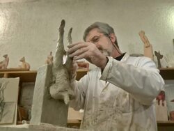 HD: Sculptor Artist Modeling Clay Stock Footage