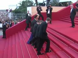 Jeff Nichols, Jacob Lofland, Tye Sheridan, Matthew McConaughey and Reese Witherspoon at MUD Premiere: 65th Cannes Film Festival at Lumiere on May 26, 2012 in Cannes, France (Footage by WireImage Video/Getty Images) Stock Footage