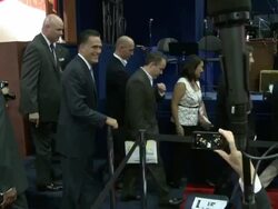 Mitt Romney practices ahead of convention speech Stock Footage