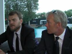 INTERVIEW: Pilou Asbaek, Soren Malling on the director of the film at A Highjacking Interviews: 69th Venice Film Festival on 9/3/12 in Venice, Italy. (Footage by WireImage Video/Getty Images Entertainment Video) Stock Footage