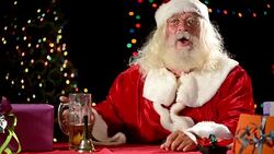 Santa Claus gives a middle a finger Stock Footage