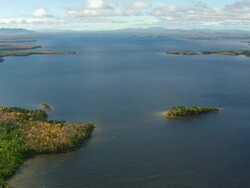 WS ARIEAL ZI View of Moosehead lake / Maine, United States Stock Footage