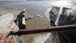 Hot mineral water pouring into the sea Stock Footage