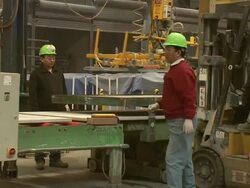 Interior manufacturing at IceStone countertop factory Stock Footage