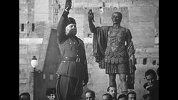 Benito Mussolini in the Roman Forum in the 1930s News Clip