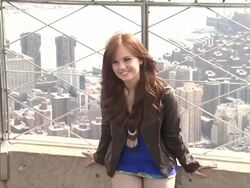 Debby Ryan at The Disney Channel And Disney XD Stars Visit The Empire State Building on 3/12/2012 Stock Footage