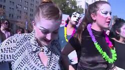 CLEAN : Colorful protest for free education in Santiago de Chile News Clip