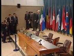 BELGIUM: D'ALEMA/SOLANA PRESS BRIEFING AT NATO HQ News Clip