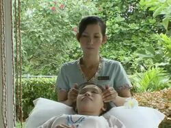 MS Lady receiving massage at luxury spa / Sihanoukville, Cambodia Stock Footage