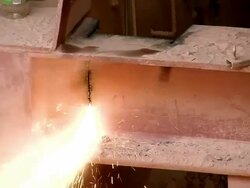 CU Metal panel being cut by gas cutter / Taben-Rodt, Rhineland-Palatinate, Germany Stock Footage