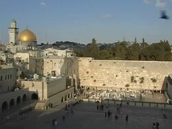 Western Wall with Dome of the Rock in Distance Stock Footage
