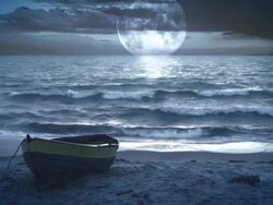 Fantastic landscape video background. Moonlight at the sea / ocean Stock Footage
