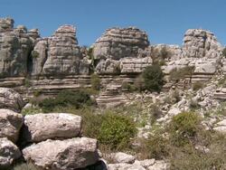 MS Shot of limestone rock against blue sky / Antequera, Andalusia, Spain Stock Footage