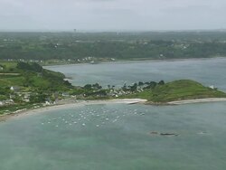 WS AERIAL Shot of coastline / Brittany, France Stock Footage