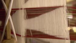 A loom weaves silk threads. Stock Footage