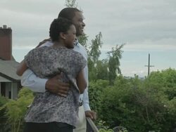 MS View of couple taking in balcony / Portland, Oregon, United States   Stock Footage