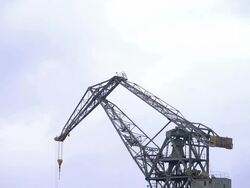 M/S crane at Gdansk dockyard Stock Footage