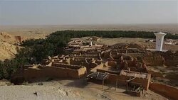 Mountain oasis Chebika in desert of Tunisia Stock Footage
