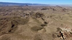 Panning in to a desert landscape in Big Bend National Park, Texas. Stock Footage