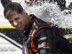 Denny Hamlin won Monday's rain-delayed Sprint Cup Series race at Pocono Raceway. Hamlin's third win in eight races on the Pocono racetrack breaks a 50-race winless streak. (Aug. 3) Instructional Video