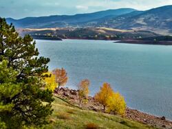 Tree, river and mountain Stock Footage