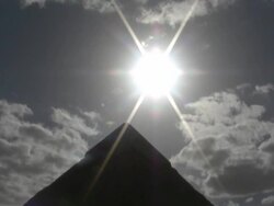 MS, Sun shining above Pyramid of Cheops, Giza, Egypt Stock Footage