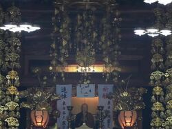 MS View of inside of temple / Kouya, Wakayama, Japan Stock Footage