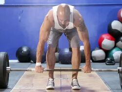 male dead lift and drop-tight, low shot Stock Footage