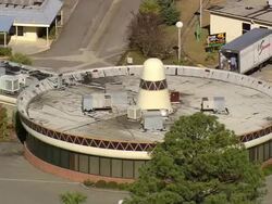 MS AERIAL Shot of South Of The Border amusement complex / South Carolina, United States Stock Footage