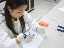 top view : scientist use micropipette Stock Footage